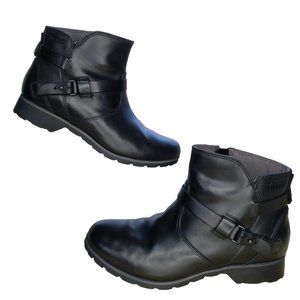 Teva De La Vina Ankle Boots Size 7.5 Booties Inside Zip 1008009 Black Leather